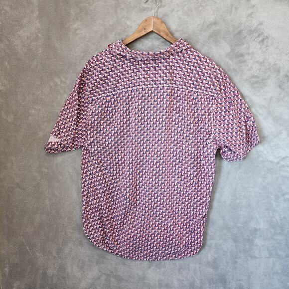 Tommy Bahama Men's 100% Silk Button Up Shirt Large Bamboo Buttons Red/White/Blue - Picture 2 of 10